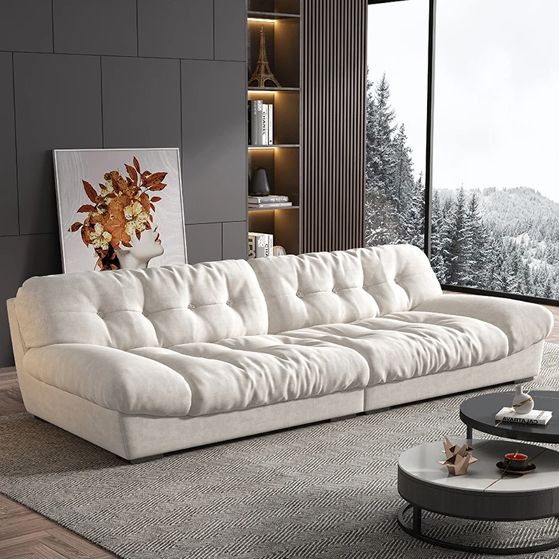 奶油风云朵沙发客厅小户型三四人位家用直排猫爪布沙发劳伦斯沙发