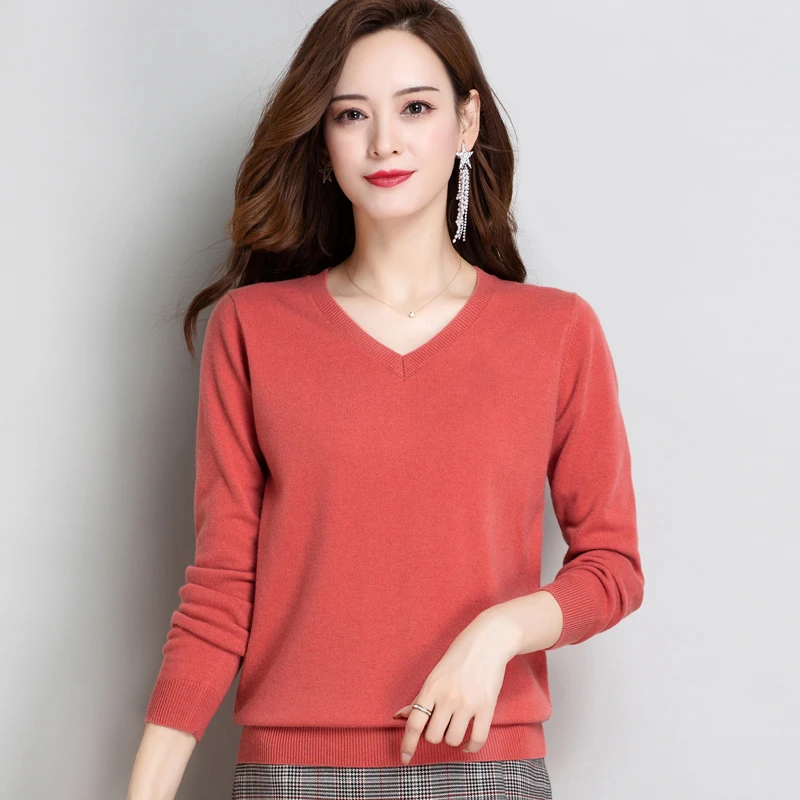 100%羊毛衫正品女士宽松高档气质羊毛衫大码打底衫纯色针织衫上衣