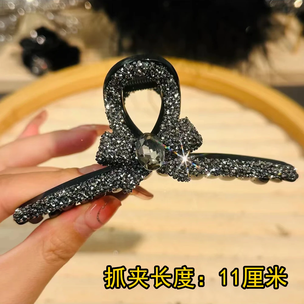 920新款轻奢水钻蝴蝶结抓夹精致百搭鲨鱼夹盘发夹子减龄发饰头饰