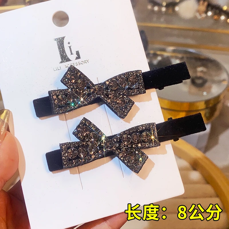 815丝绒刘海夹侧边夹女前额精致网红碎发专用夹水钻蝴蝶结鸭嘴夹