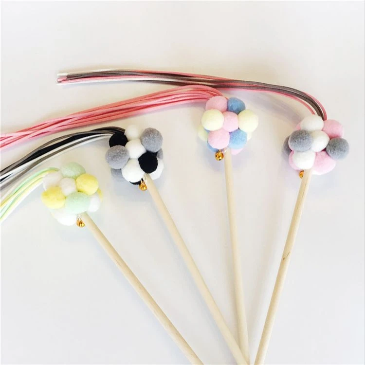逗猫棒长杆毛球流苏猫咪玩具铃铛逗猫神器仙女猫棒手工糖果款