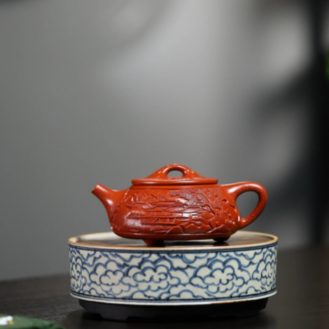 浮雕石瓢，五层浮雕 紫砂壶优质大红袍260cc