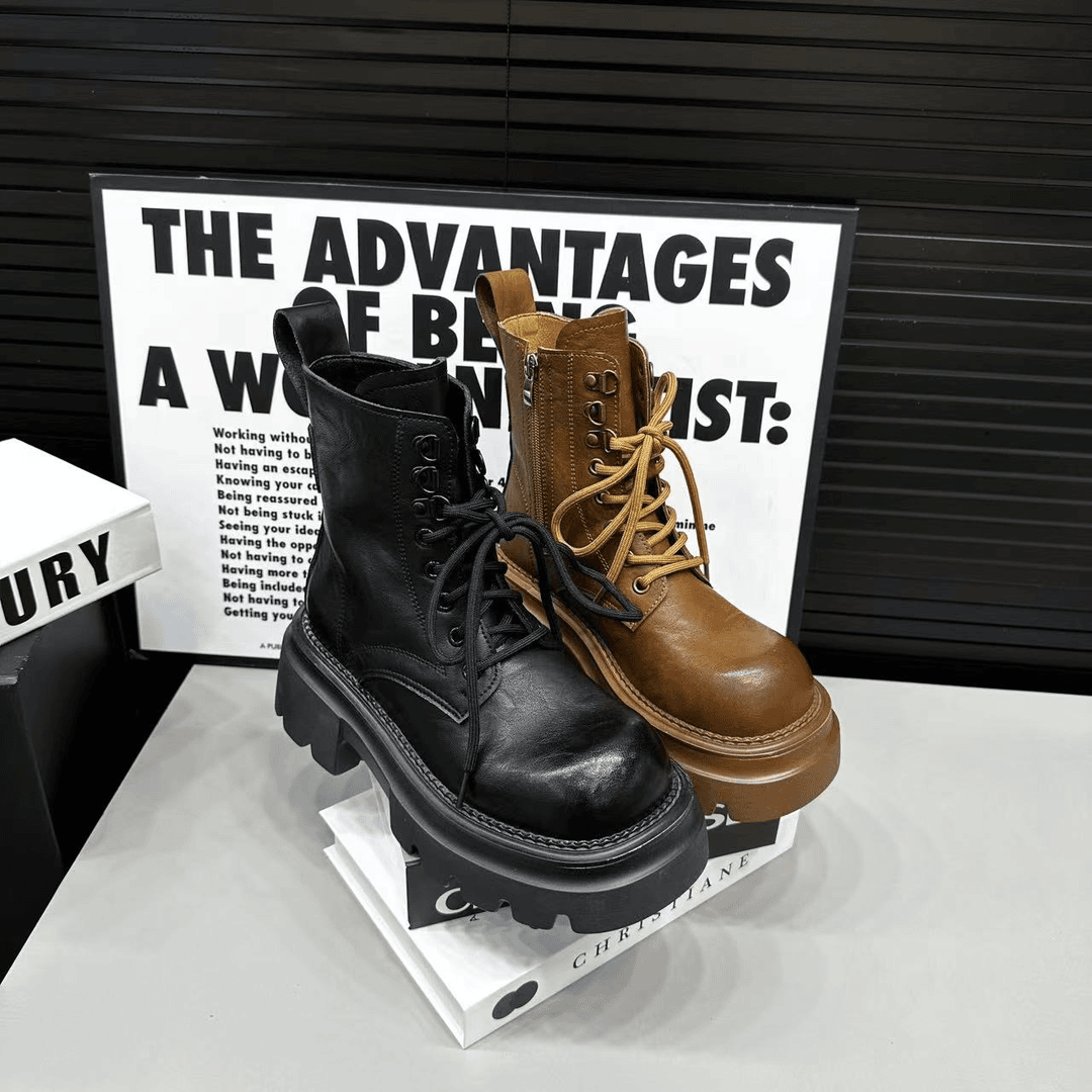 糖糖秋夏季穿短靴透气四季潮款时尚百搭休闲黑色厚底英伦风7-17-7