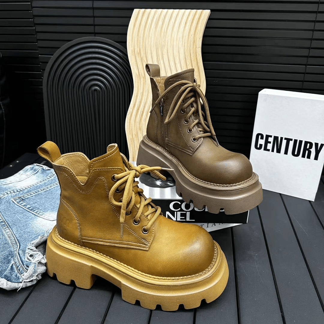 糖糖秋夏季穿短靴透气四季潮款时尚百搭休闲黑色厚底英伦风7-17-8