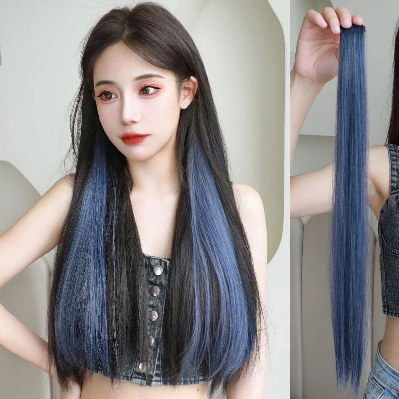 耳挂染发片挑染假发片女彩色接发长发一片式假发贴片隐形漂染发条