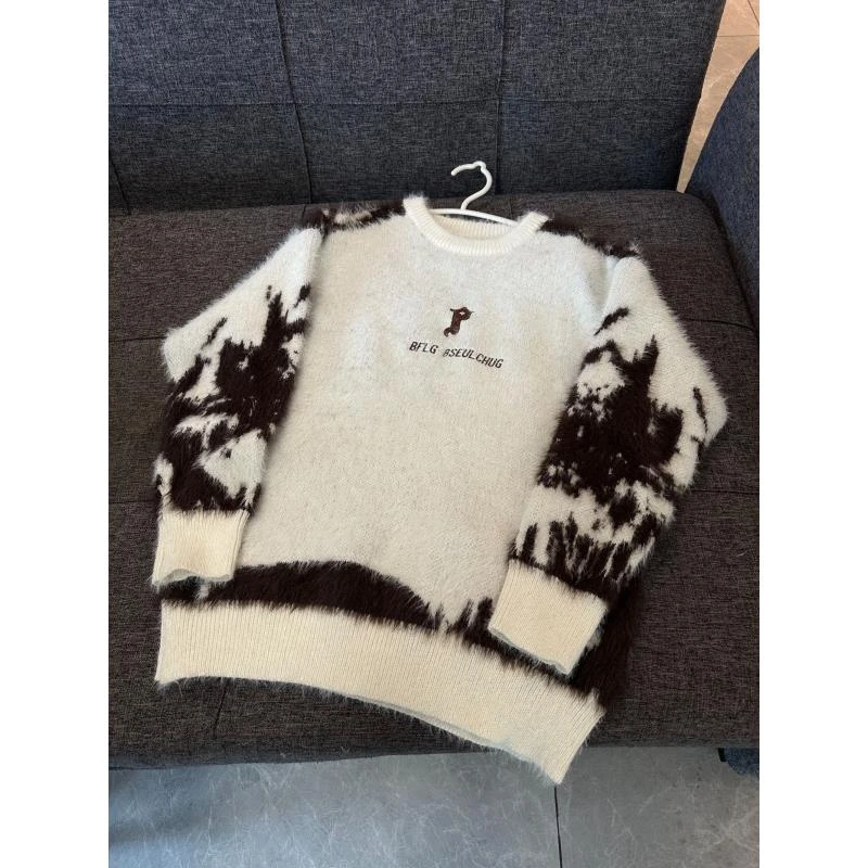 A291 美式慵懒废土风毛衣情侣款美拉德针织衫潮牌冬季休闲上衣