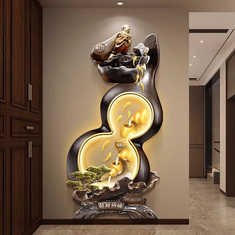 新中式葫芦高档入户玄关装饰画走廊尽头立体壁饰挂画发光带灯壁画