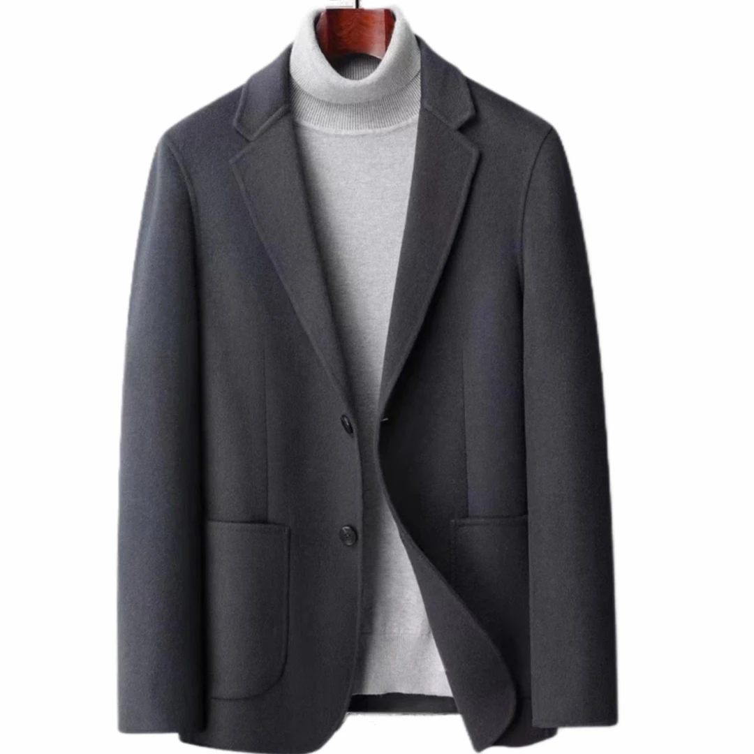 【大滟】男士春款商务休闲百搭时尚纯色双面呢西服外套/3028