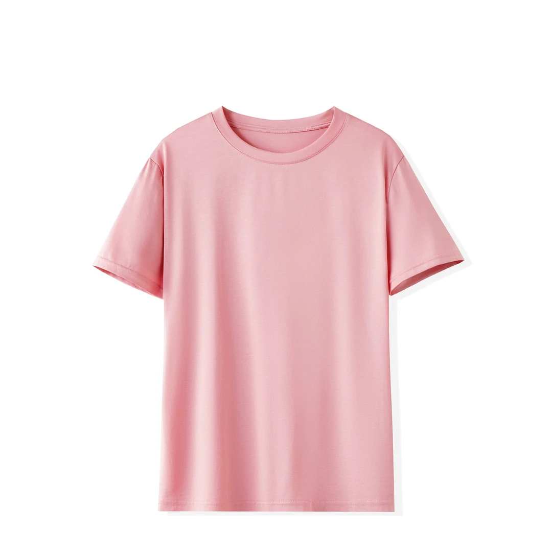 晨琦新款含桑蚕丝艾草圆领T恤女24春夏简约基础纯色