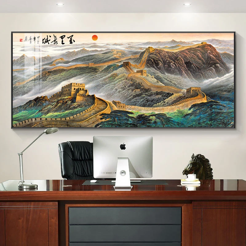 万里长城挂画靠山图背景墙画晶瓷画国画油画背景墙沙发背景墙挂画