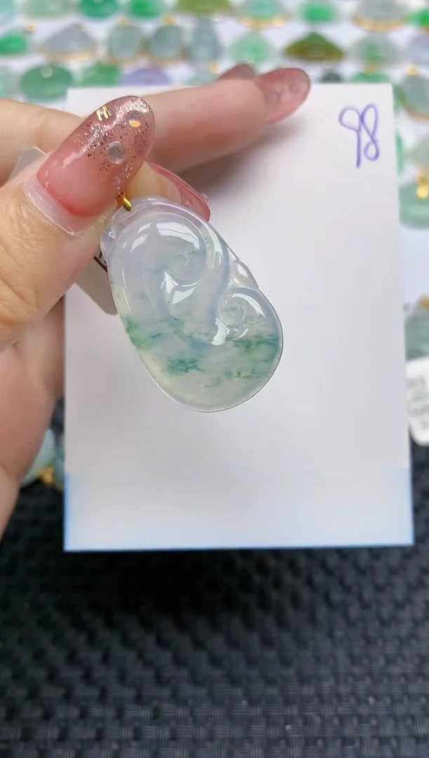 【闪购商品】翡翠挂件18K金镶嵌天然翡翠A货,98