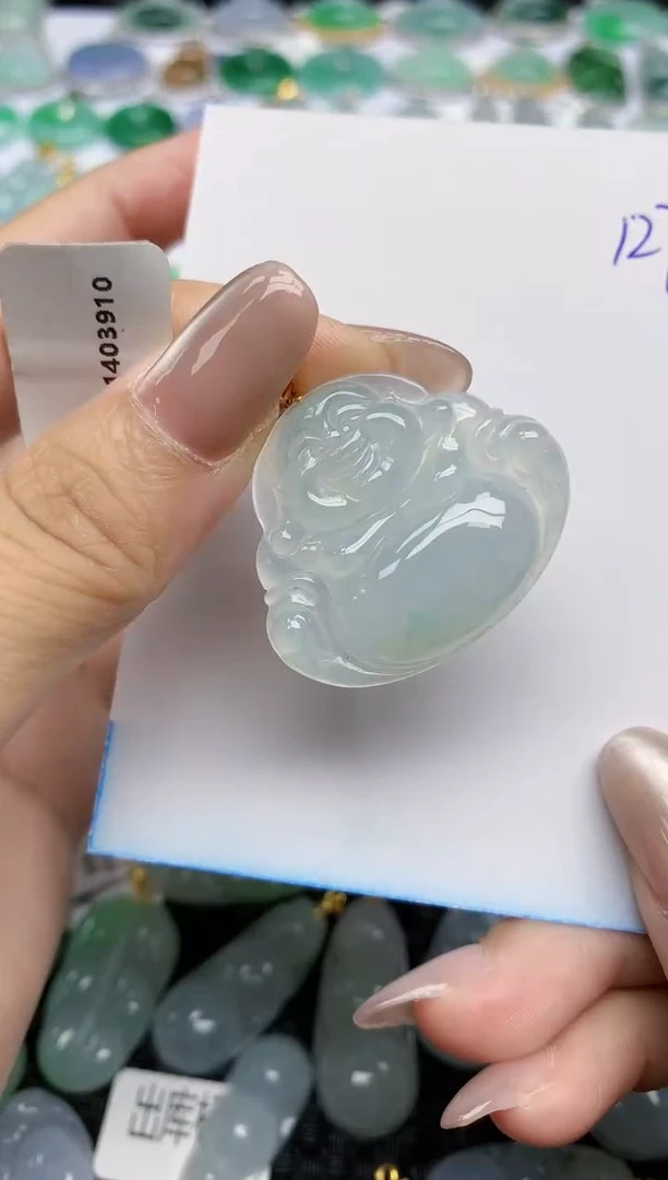 【闪购商品】翡翠挂件18K金镶嵌天然翡翠A货，127