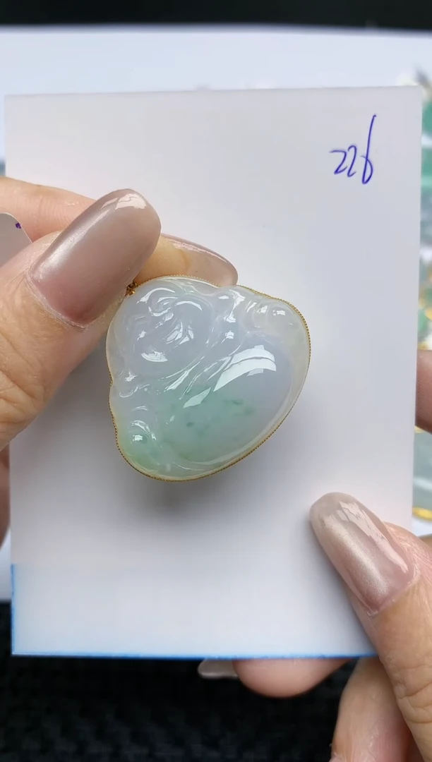 【闪购商品】翡翠挂件18K金镶嵌天然翡翠A货，226