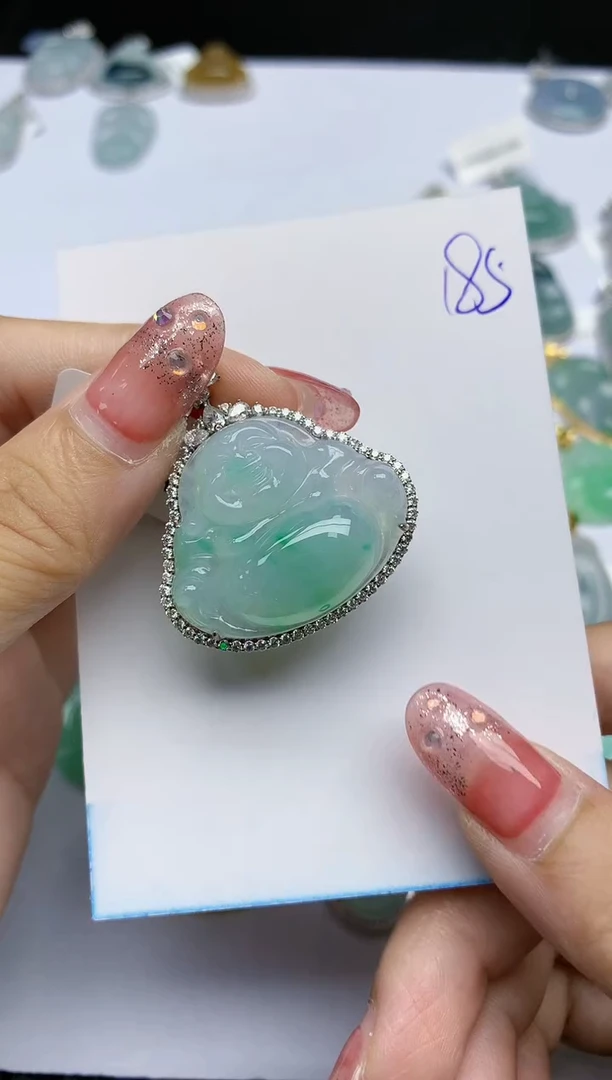 【闪购商品】翡翠挂件18K金镶嵌天然翡翠A货,185