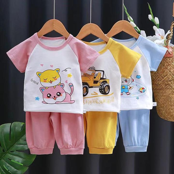 儿童纯棉套装中小童夏季新款短袖中裤两件套宝宝时尚全棉卡通上衣