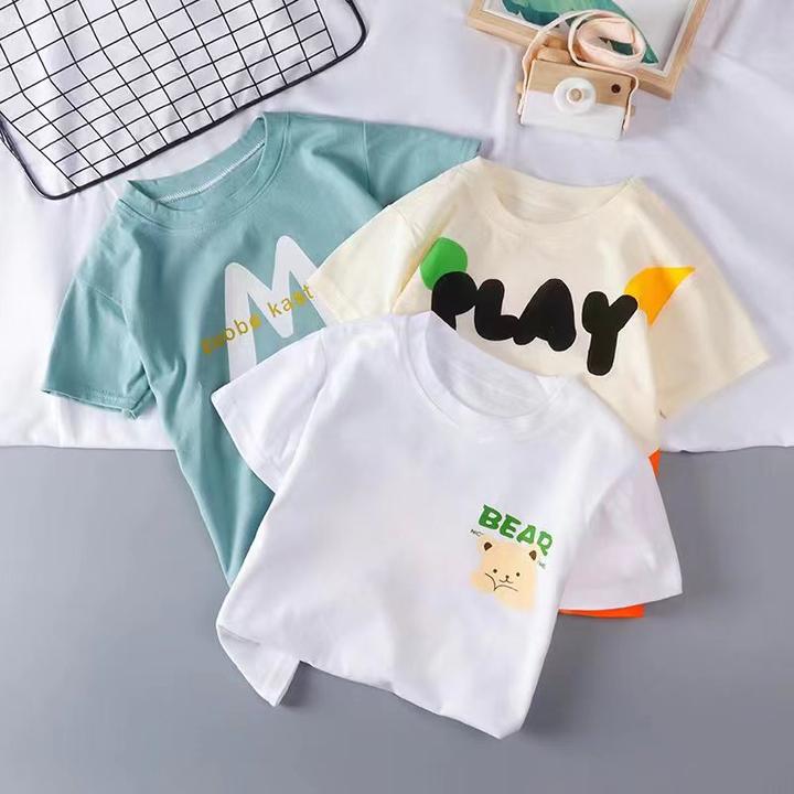 2024纯棉T恤新款儿童宝宝夏季卡通上衣亮灯短袖可爱男童女童韩版