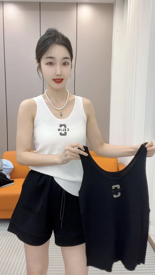 C重工烫钻冰丝背心