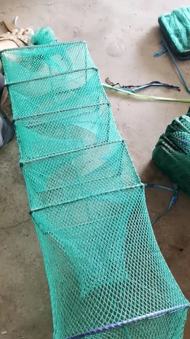 紫头加厚无结3门4门渔网虾笼街头捕鱼三层地笼鱼网抓鱼捕鱼笼