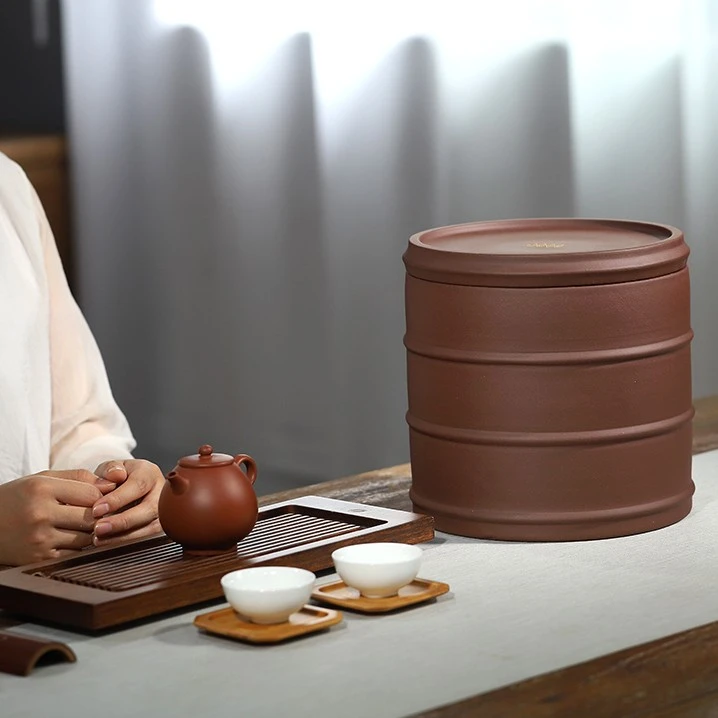 百年利永三段竹节藏茶罐紫泥七饼茶叶罐工储存防潮