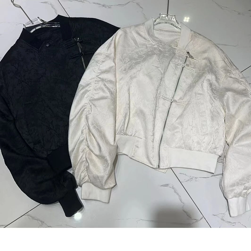 KIKI严选:35059-MD家欧货春季新款新中式国风盘提花扣斜拉链外套