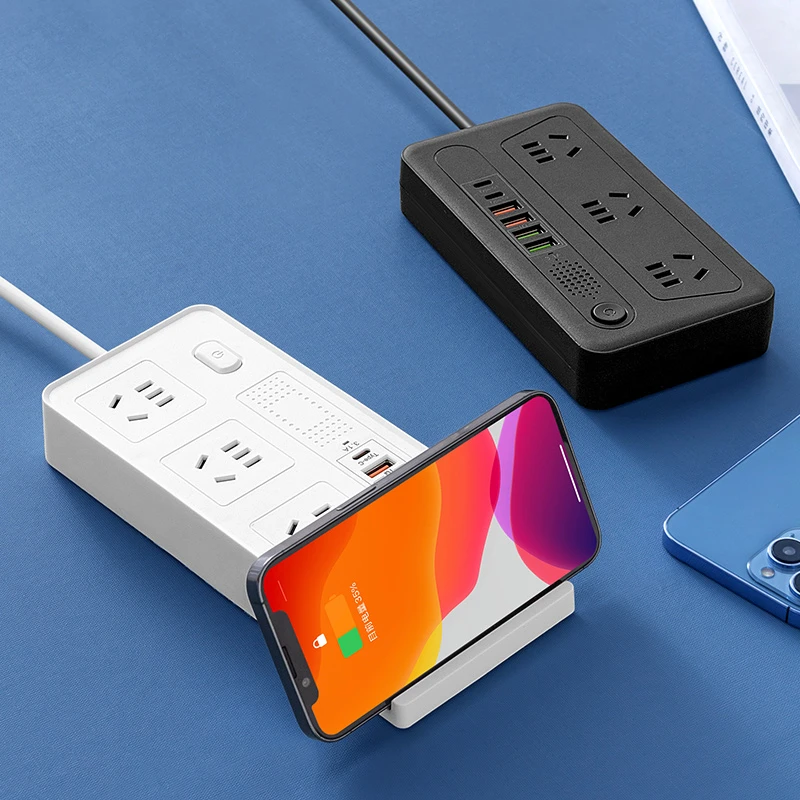 智能快充USB+10W无线充电插排多孔多功能一体连铜插线板家用办公