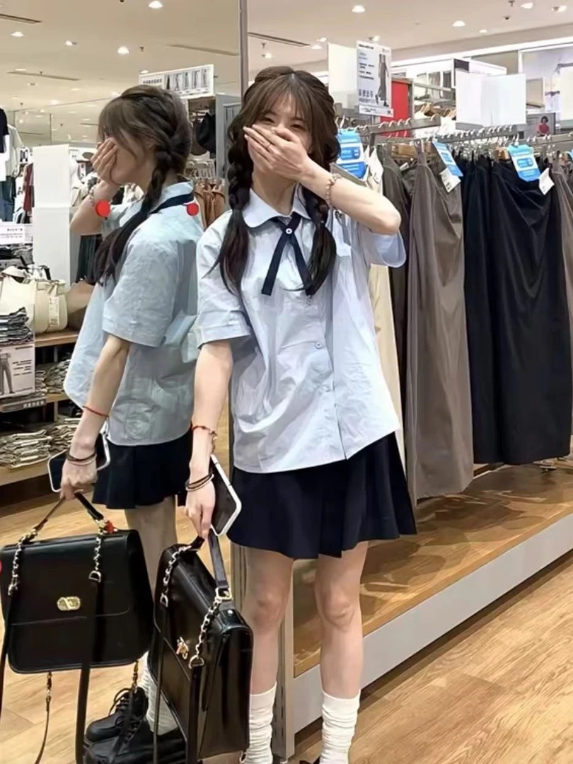 JK学院风套装女夏季小个子甜美减龄学生套装