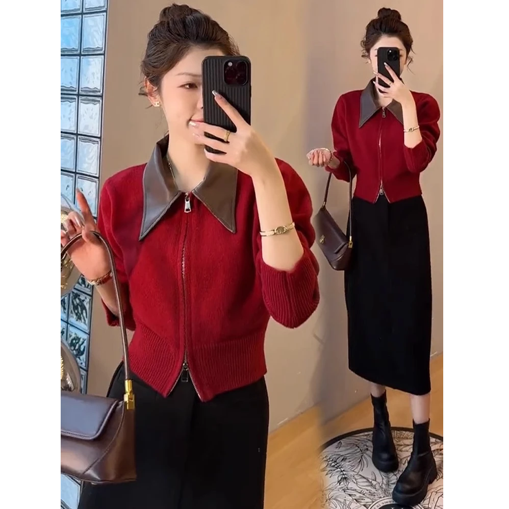 今年流行漂亮小香风套装小个子减龄一整套秋冬毛衣配半身裙两件套