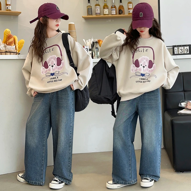 女童秋季新款卡通小狗卫衣女孩中大童休闲时尚上衣学生穿搭卫衣潮