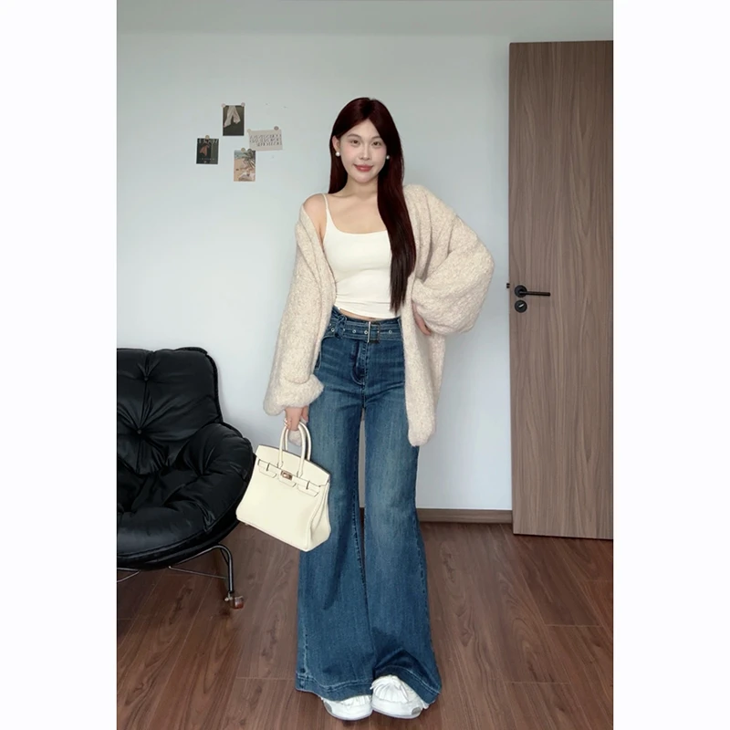 大G.Especial【超模下班】高腰弹力牛仔裤微喇马蹄裤子K424Z16754