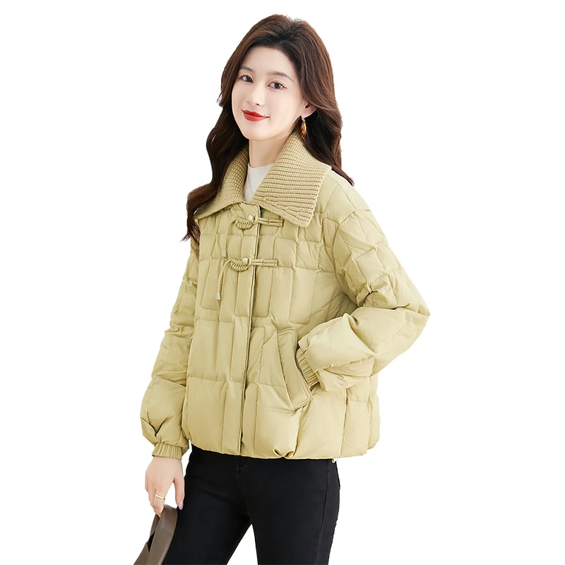 2024冬装新款女装通勤宽松外套长袖单排扣短款羽绒服S34B2545Y