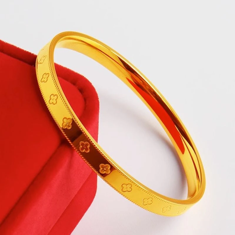 合金手镯 四叶草手镯 2024女士新款时尚潮流精美百搭首饰