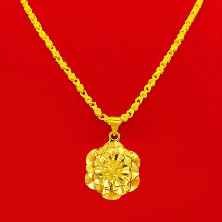合金项链 牡丹花项链 2024新款时尚潮流女士精美百搭金色首饰