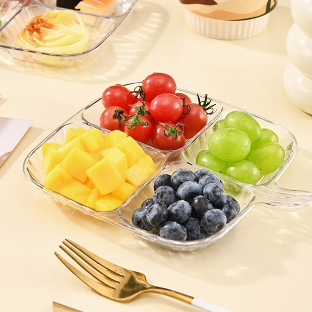 家用四格分格配菜盘配料葱姜蒜收纳盘厨房小工具吐骨盘醋碟备菜盘