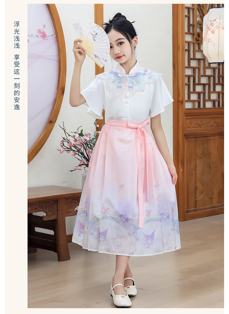 女童2024新款国风套装中童古风汉服儿童夏装女孩