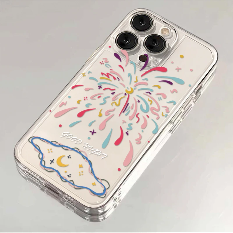 彩色烟花适用iphone15苹果14promax新款13pro透明12/11全包xr创意