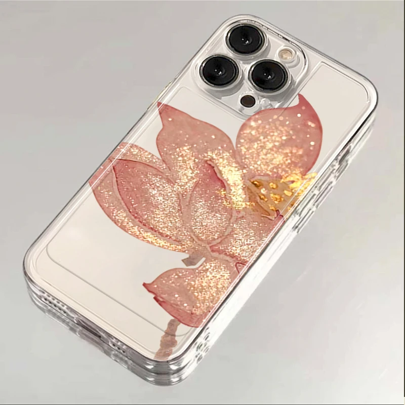 创意金粉荷花iPhone15ProMax壳苹果14硅胶13pro透明12/11高级xsxr