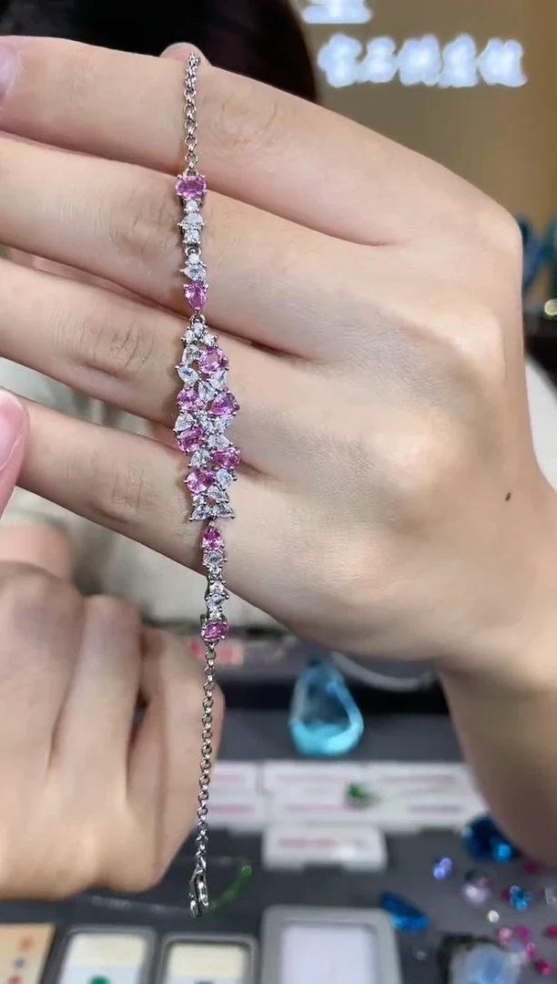 【闪购商品】彩色蓝宝石手链银S925镶嵌y-112