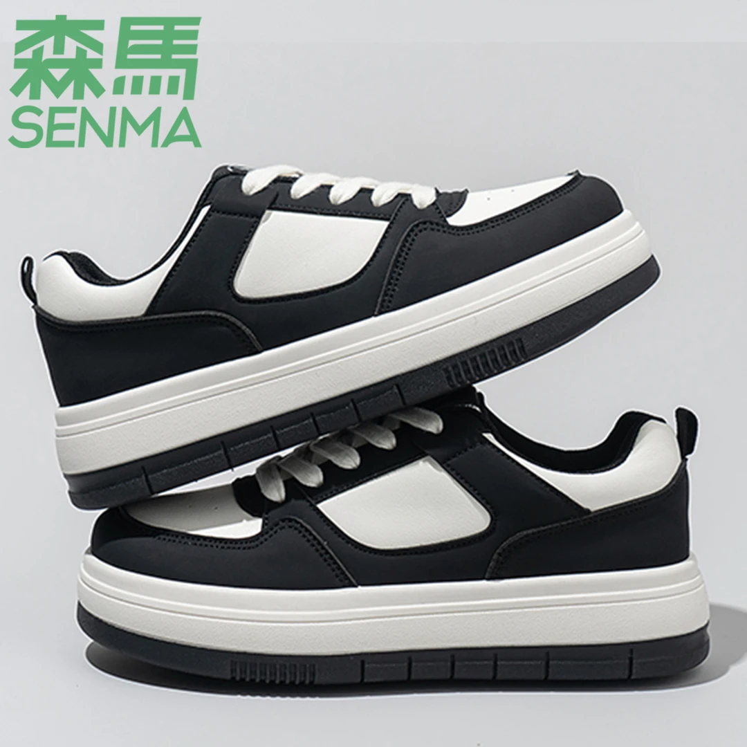 SENMA/森马板鞋女款春季2024新款厚底休闲黑白熊猫百搭运动小白鞋