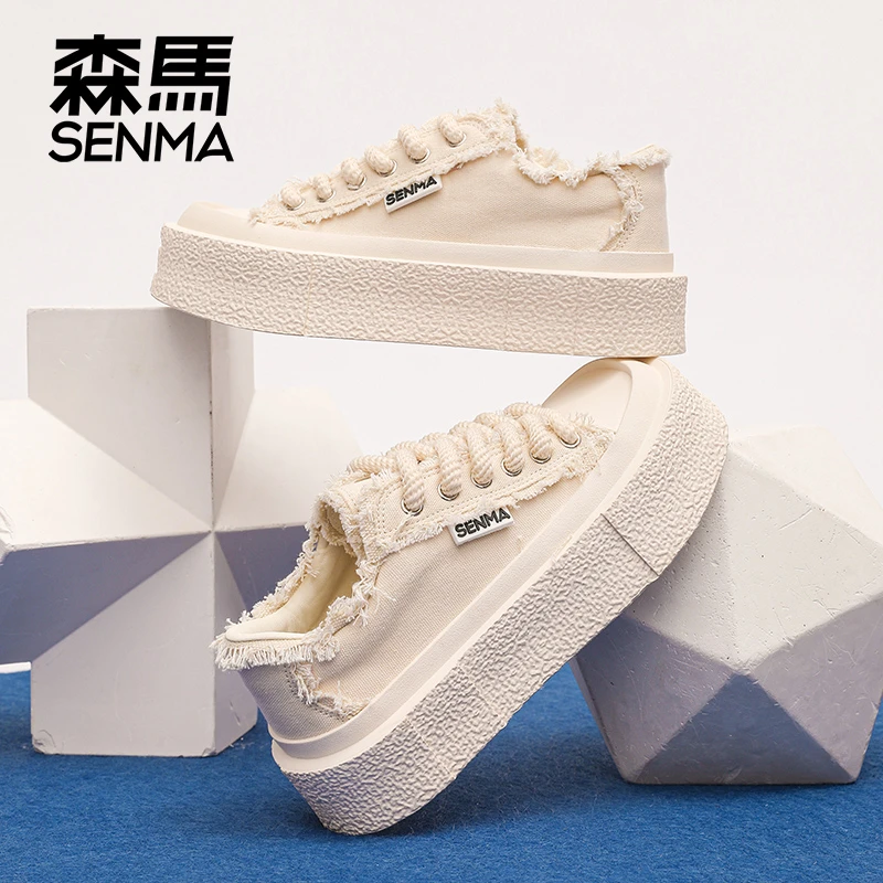 SENMA/森马夏季时尚厚底潮流平底帆布鞋增高新款百搭透气低帮女鞋