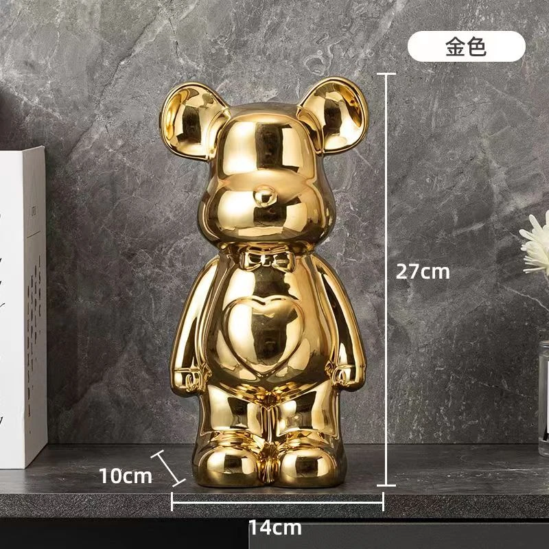 暴力熊摆件客厅电视柜轻奢酒柜家居饰品高档陶瓷网红小众高级感
