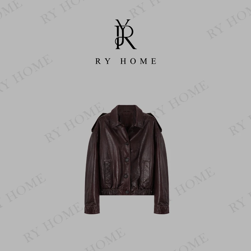 【容雨RYHOME】油蜡涂层复古风100绵羊皮衣外套243W1873