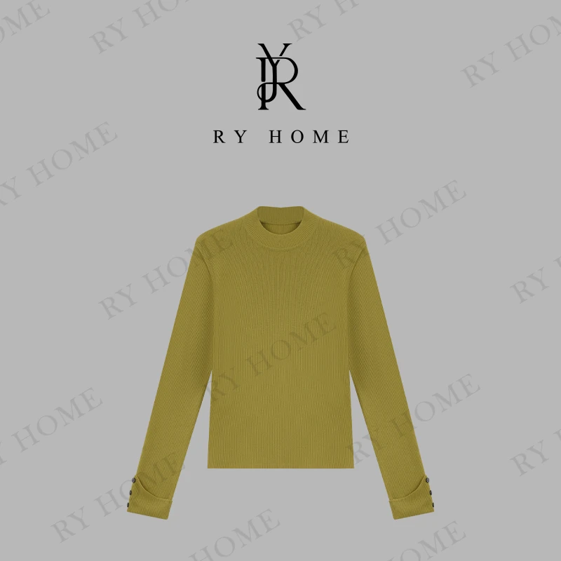 【容雨RYHOME】无缝一体半高领显瘦针织打底毛衣243M2698