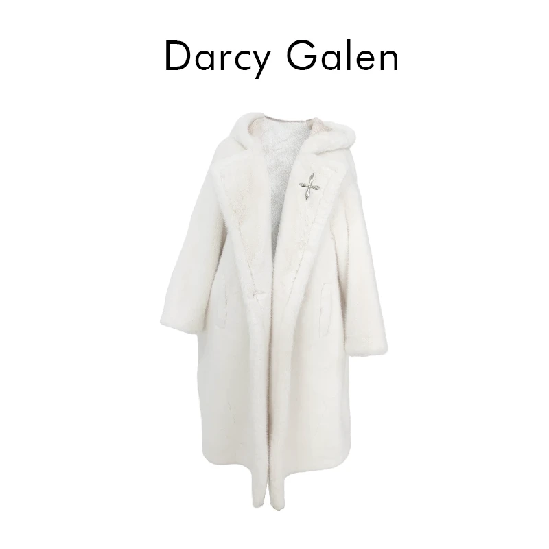 DARCY GALEN 慵懒风冬季时尚气质保暖连帽软糯大衣外套 WT0198