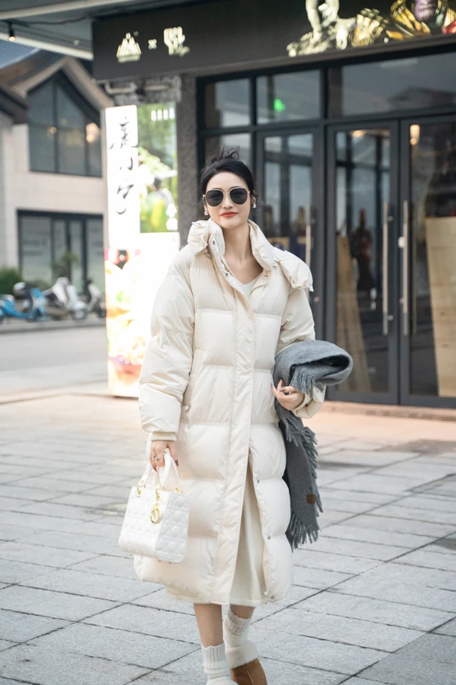 Luccalily/卢卡莱丽韩版气质时尚宽松长款过膝90鹅绒服女冬季长H4