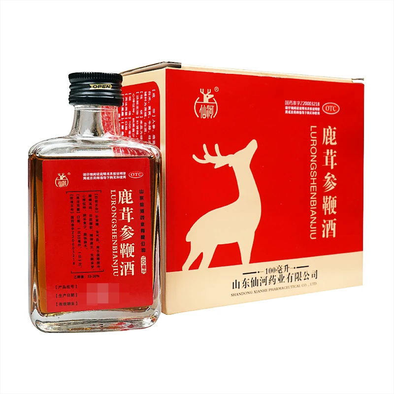仙河鹿茸参鞭酒100ml*4瓶补肾精生气血用于畏寒腰痛耳鸣疲乏