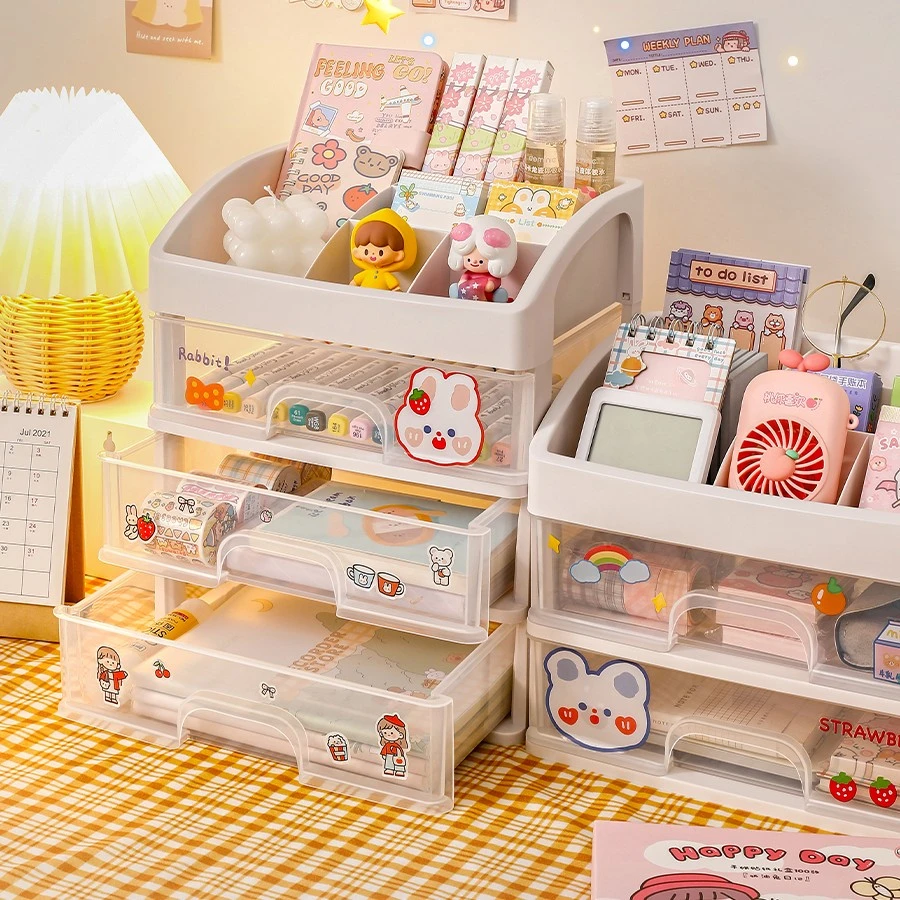 星优桌面收纳盒学生宿舍抽屉式置物架办公室防尘大容量DIY收纳盒