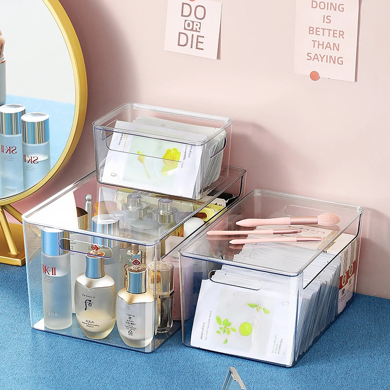 透明面膜盒子化妆品收纳盒家用杂物桌面置物架梳妆台护肤筐亚克力