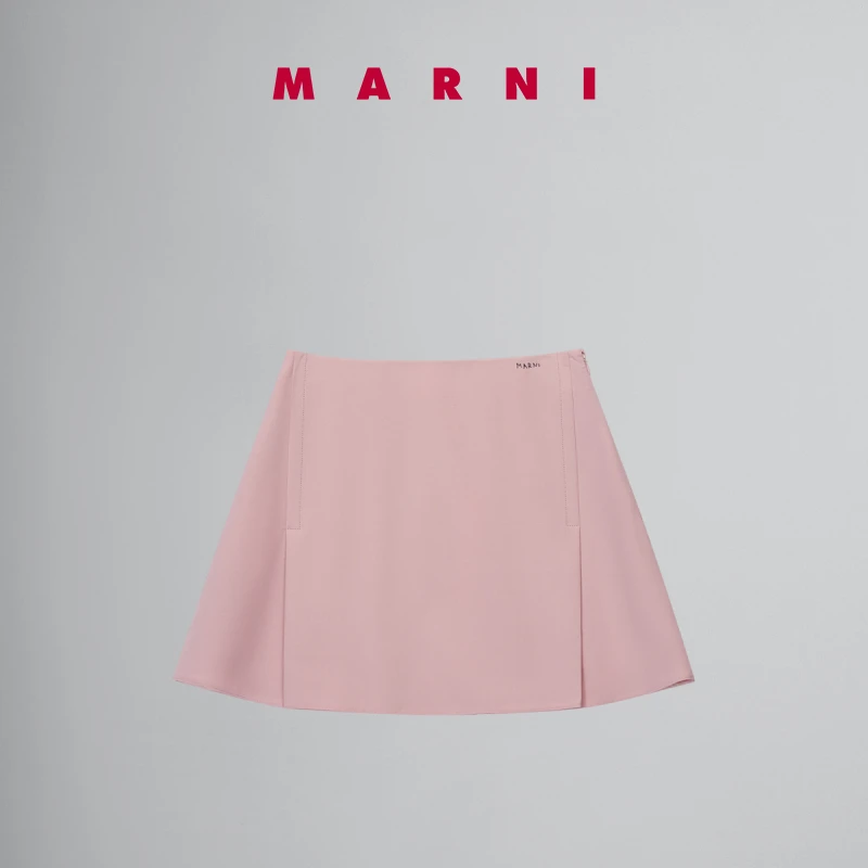 MARNI 2024早秋新品女士LOGO缝线纯色短裙半身裙