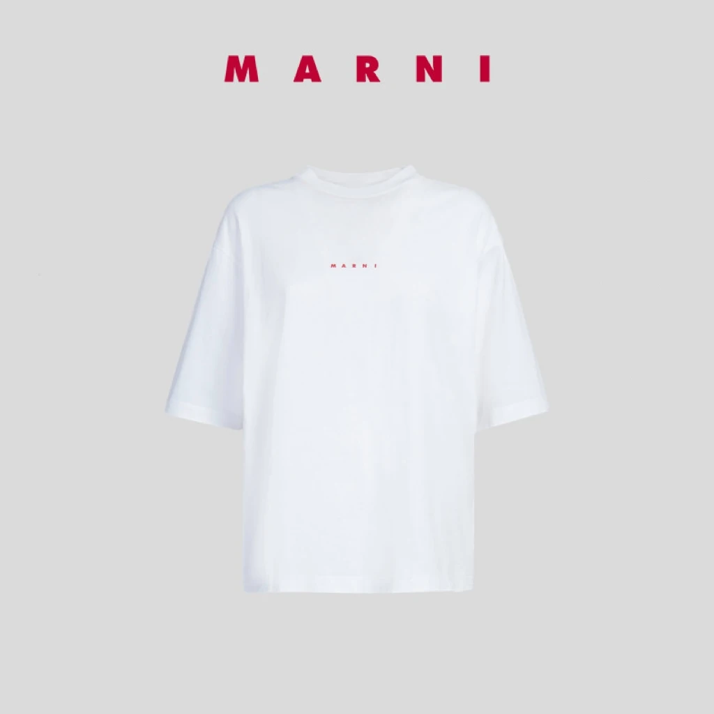 【季末6折】MARNI 2024春夏新品女士字母LOGO圆领短袖T恤衫