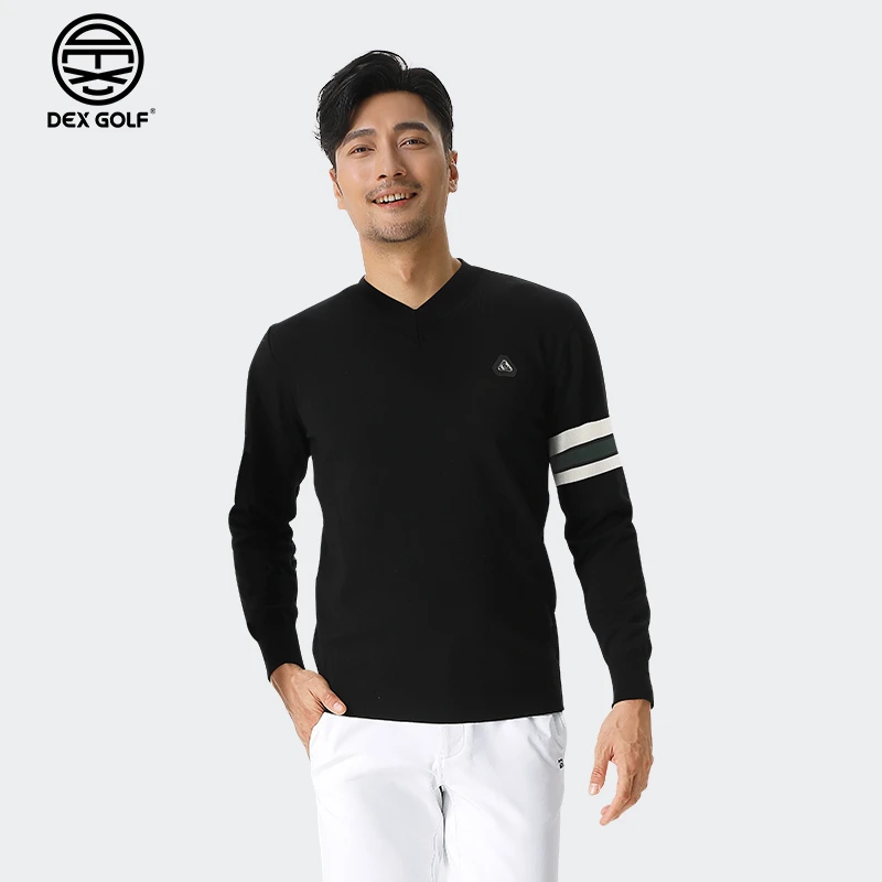 DEXGOLF高尔夫服装男款毛衣V领秋季9056简约套头保暖百搭时尚